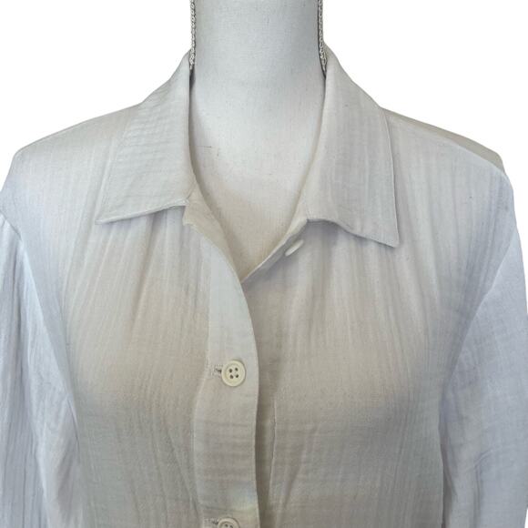 Eileen Fisher Cropped Lofty Gauze Jacket Size Medium White 100% Cotton System - Picture 2 of 11
